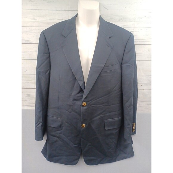 Canali British American House Mens 100% Wool Blazer Jacket Sz L Black Italy - Picture 1 of 11